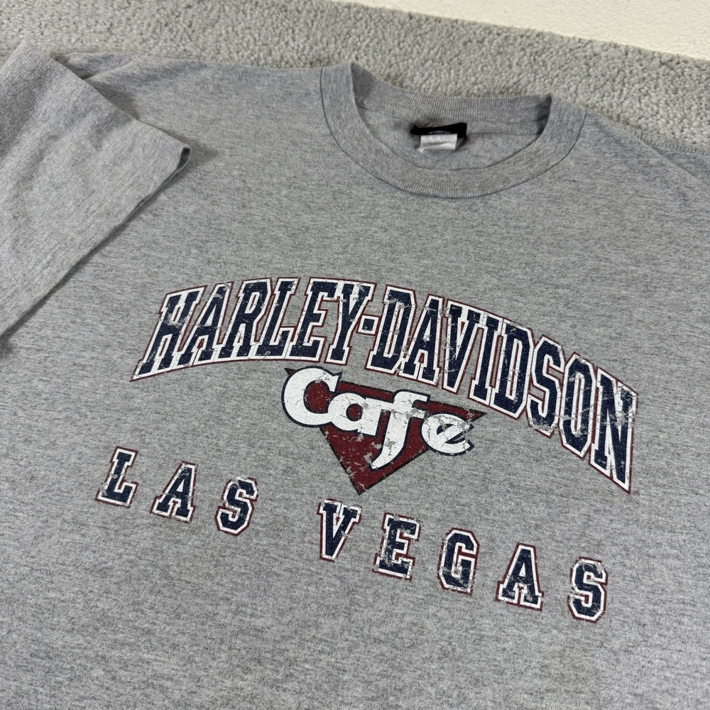 Vintage Harley Davidson Las Vegas Cafe Tshirt Mens 2XLarge Gray Made‎ In USA